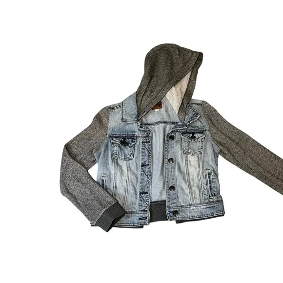 American Eagle Cropped Sweatshirt/Jean Jacket - Picture 1 of 4